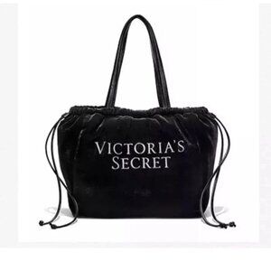 Victoria’s Secret Limited Edition Black Velvet Luxe Tote Bag rhinestone letterin